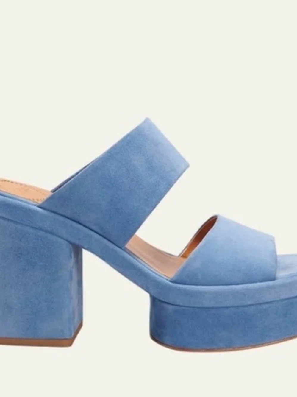 Chloe Blue Suede Platform Mule Sandals